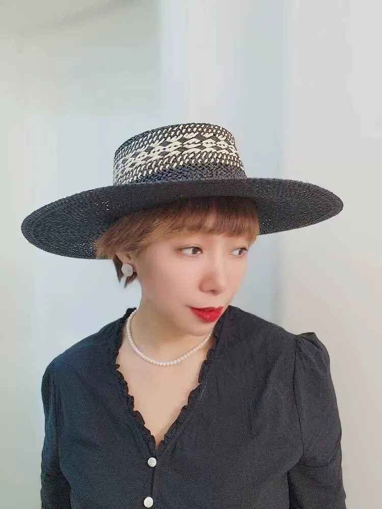 Maxct Straw Hat Japanese Style Black Brown Panama Women's Beach Big Brim