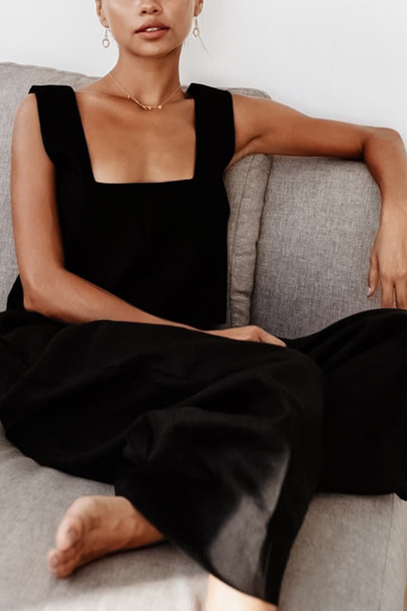 Maxct Cotton Square Neck Tank Pants Suits