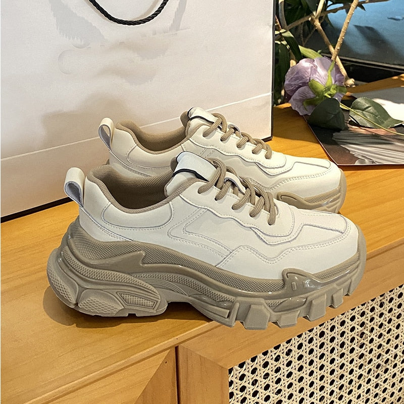 Chunky Sneakers for Women - Cowhide Leather Maxct