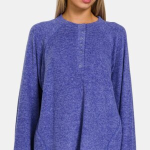Maxct &Zenana Full Size Brushed Melange Hacci High-Low Sweater