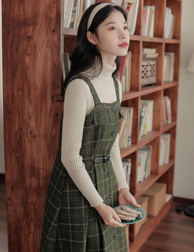 Button Up Plaid Cami Midi Dress Maxct