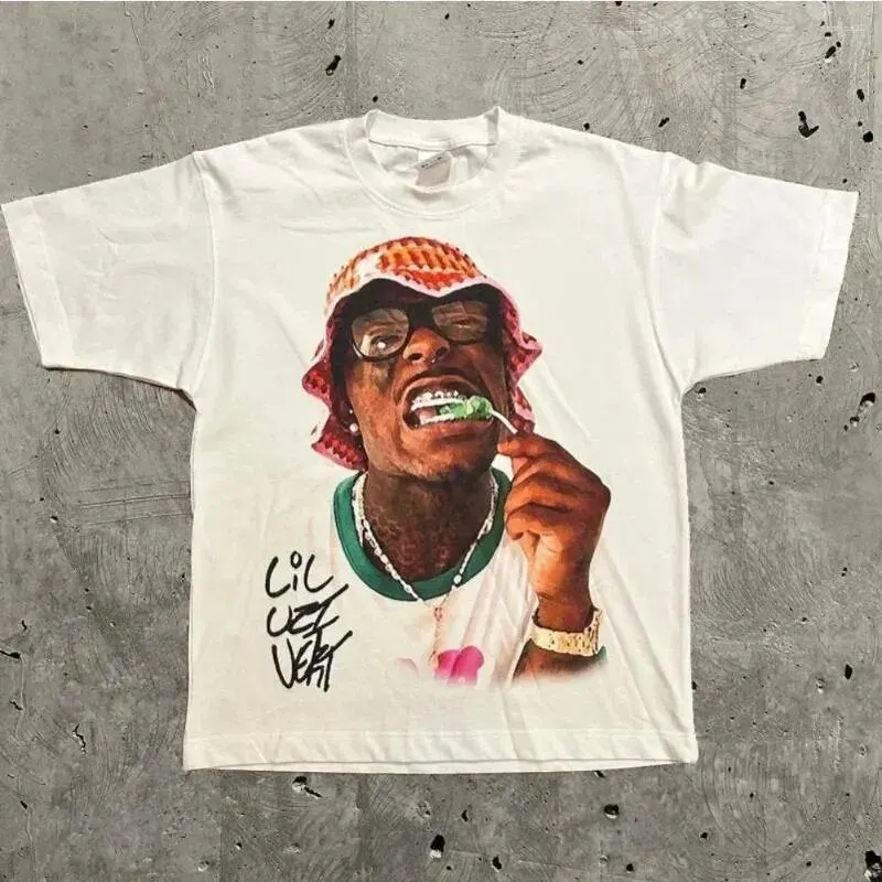Maxct 90S Streetwear Men'S T-Shirt Retro Trend Portrait Print Short Sleeve T-Shirt Y2K Gothic Harajuku Hip Hop Couple Casual Loose 0924