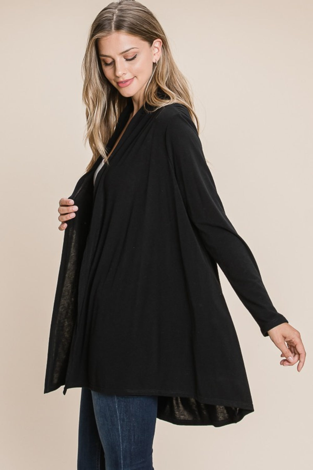 Maxct &BOMBOM Open Front Long Sleeve Cardigan