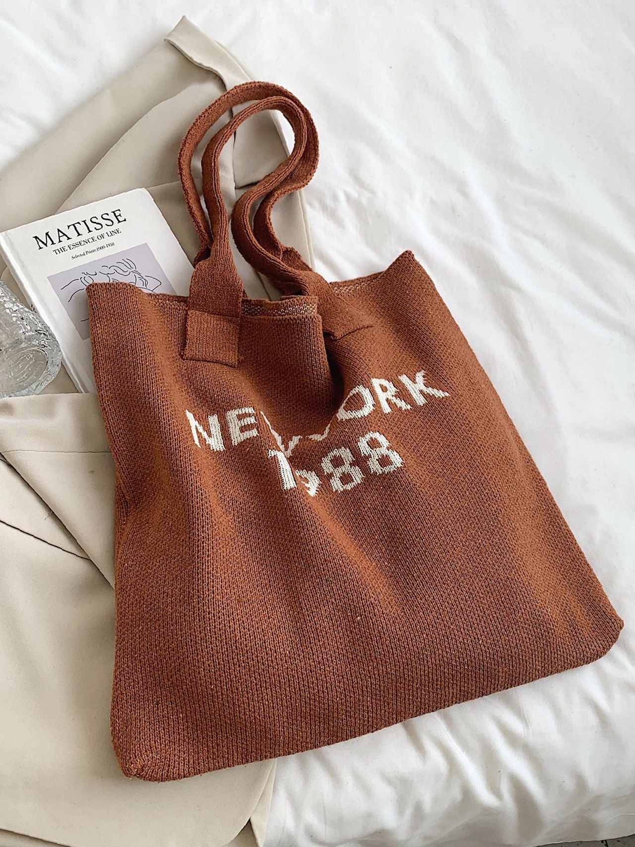 Maxct - Letter Graphic Crochet Shopper Bag  - Women Tote Bags