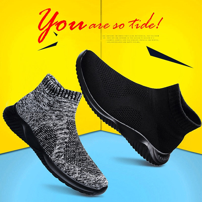 High Top Knit Air Mesh Sneaker Socks for Men Maxct