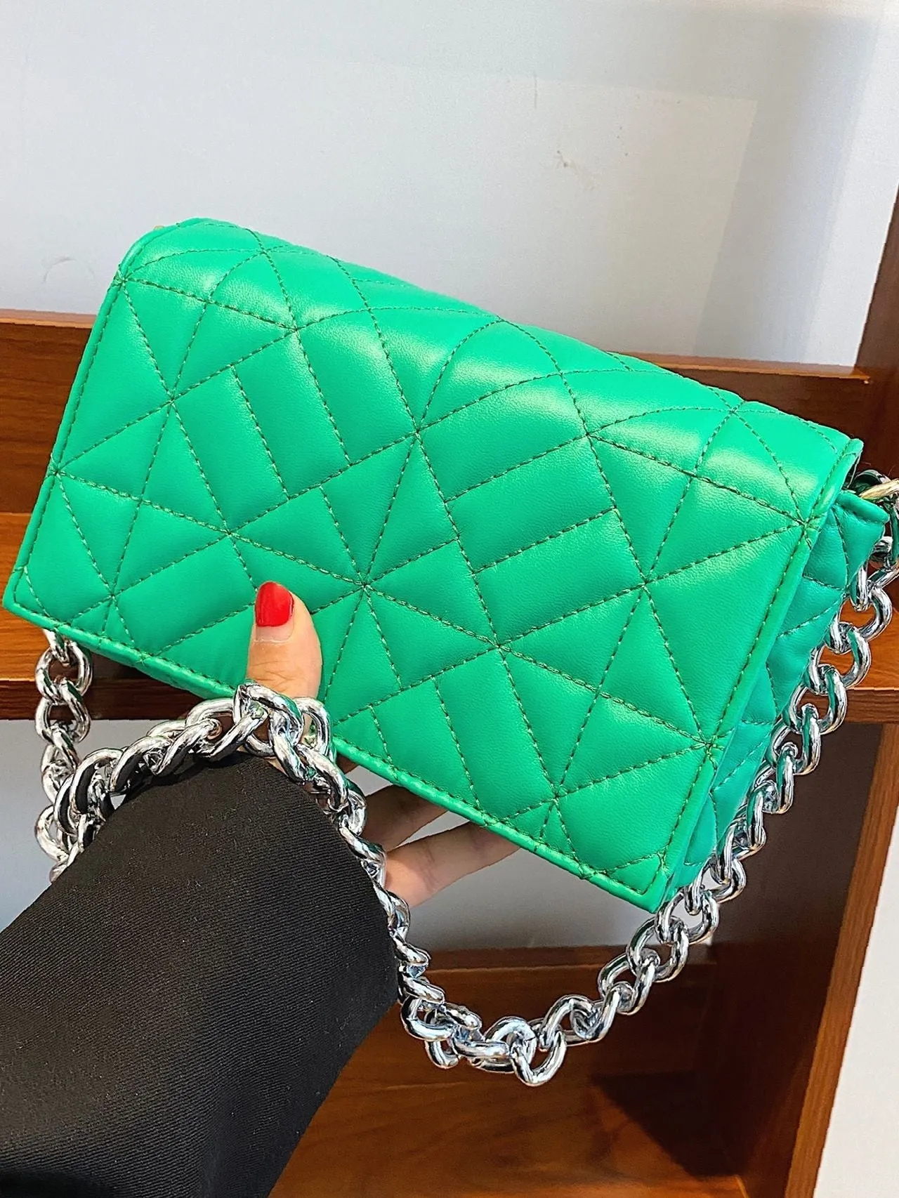 Bag For Love - Minimalist Quilted Flap Square Bag - Women Maxct Bags