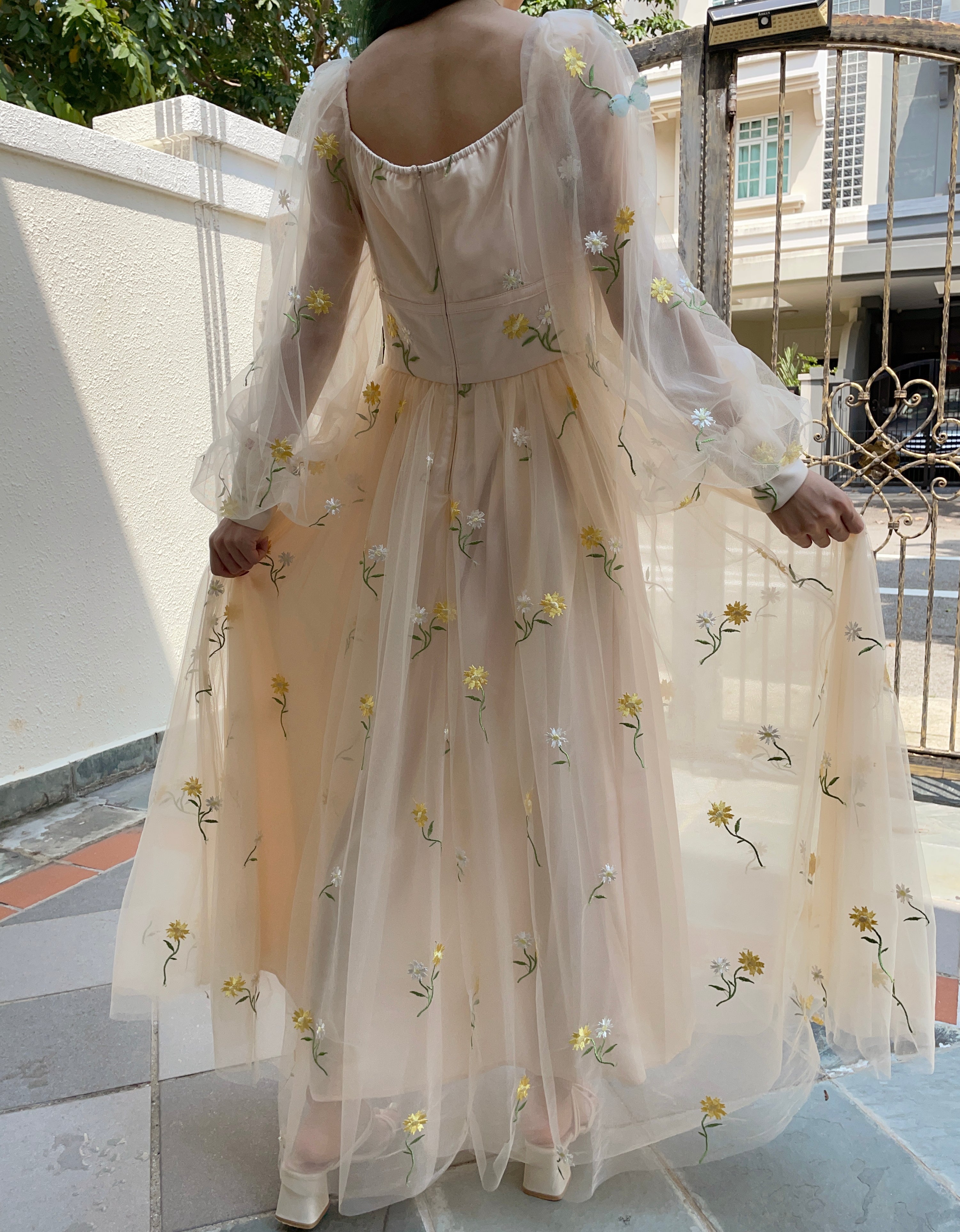 Butterfly Garden Tulle Maxi Dress Maxct