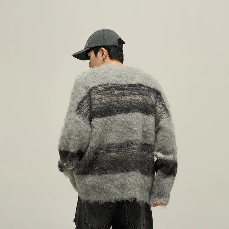 Maxct Striped Mohair Round Neck Sweater
