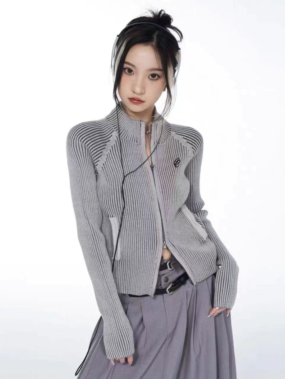 Maxct Vintage Striped Zip Up Cardigan