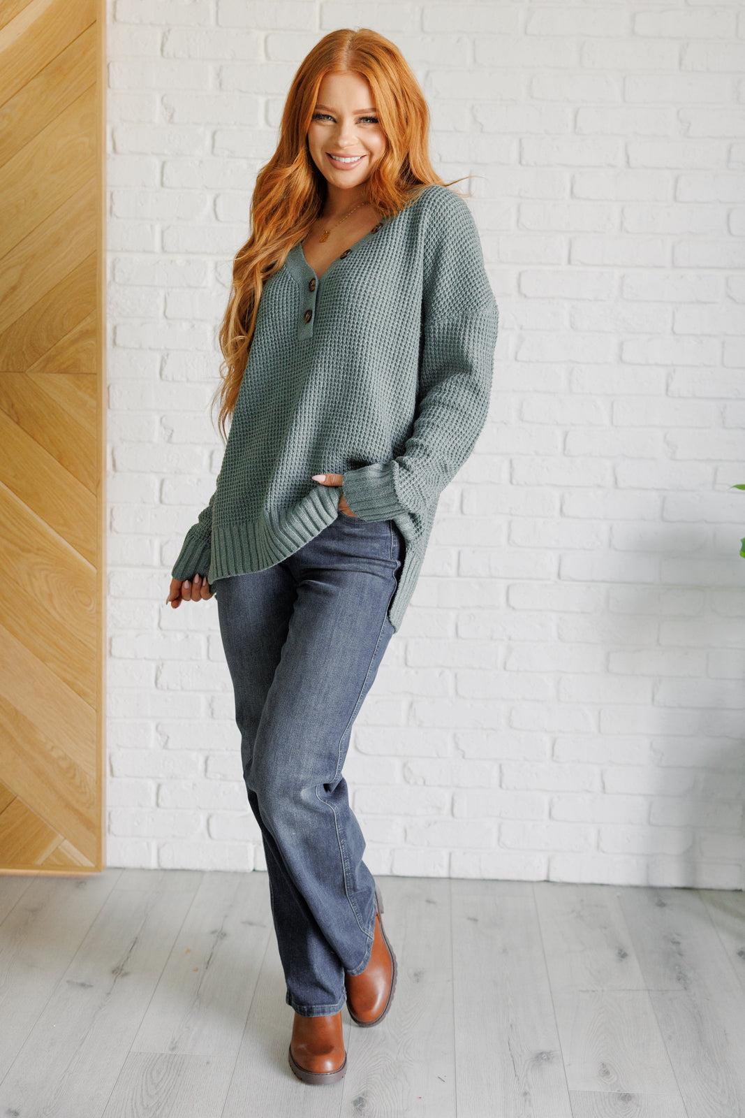 Maxct &Lakeside View Drop Shoulder Sweater in Sage