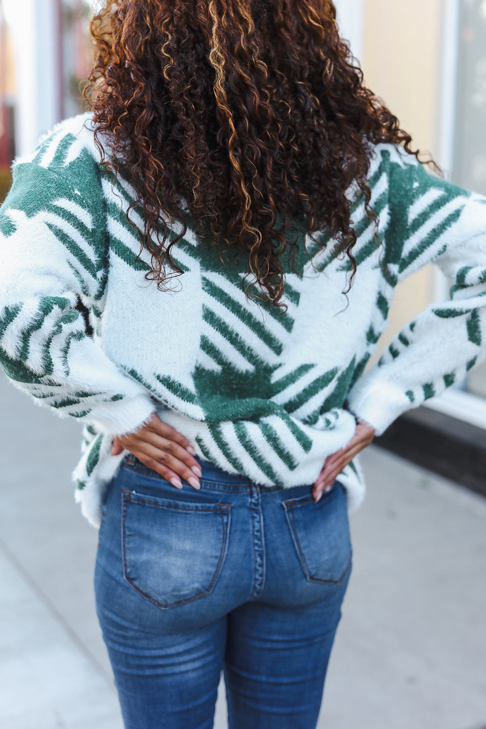 Maxct &Under The Christmas Tree Green Plaid Soft Brushed Hairy Sweater