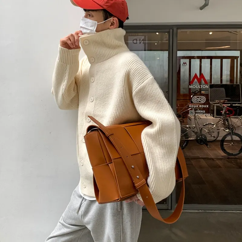 Men's Kit Cardigun, Men's Design, Fashion, Spring, Tubneck Design Cardigun, Sweaters, Outcoat, Jacket
