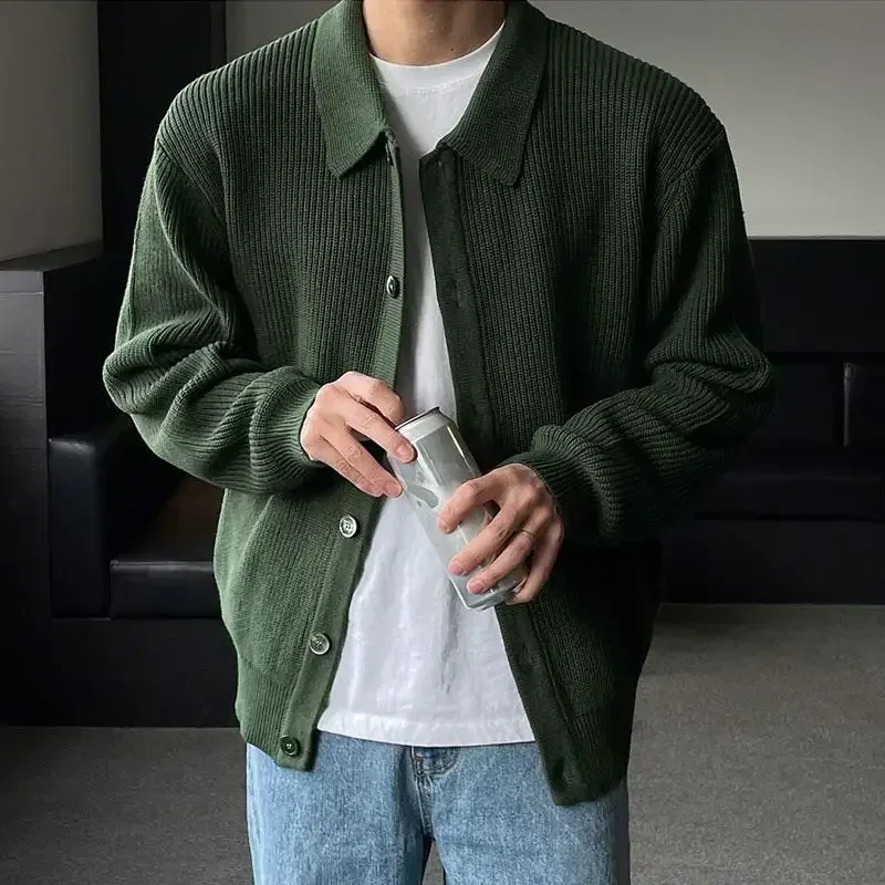 Men's Sweater Coat Korean Fashion Knitted Coats Men Streetwear Slim Fit Casual Cardigan Coats