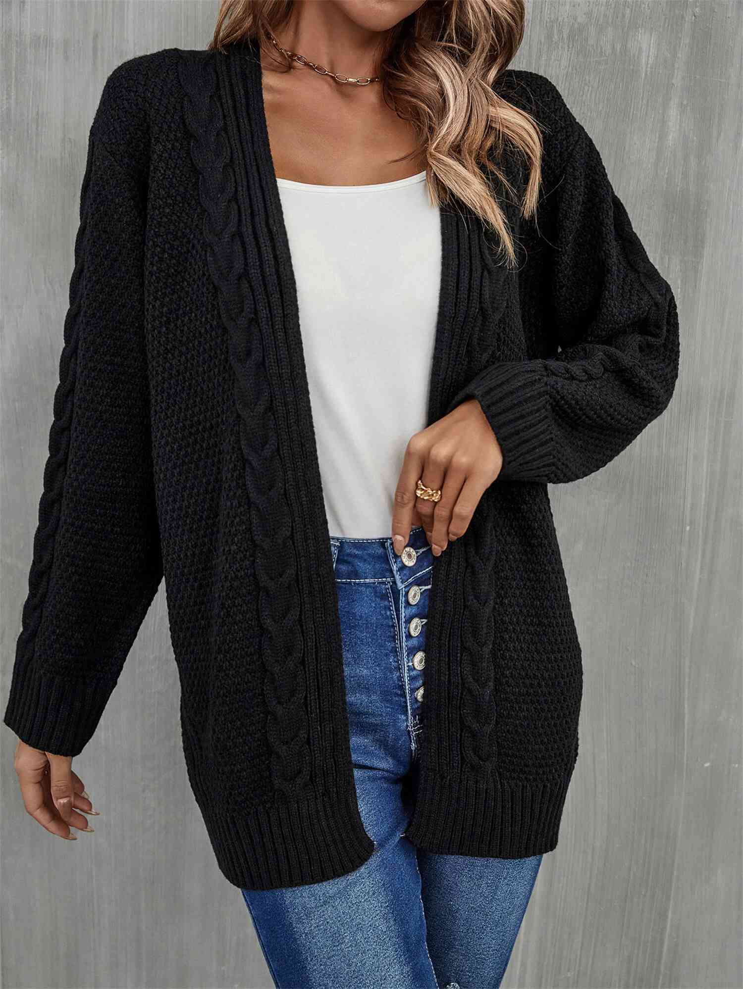 Maxct &Mixed Knit Open Front Longline Cardigan