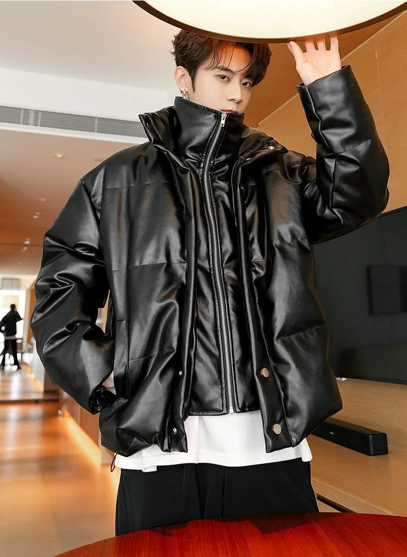 Maxct Two Piece PU Leather Down Jacket