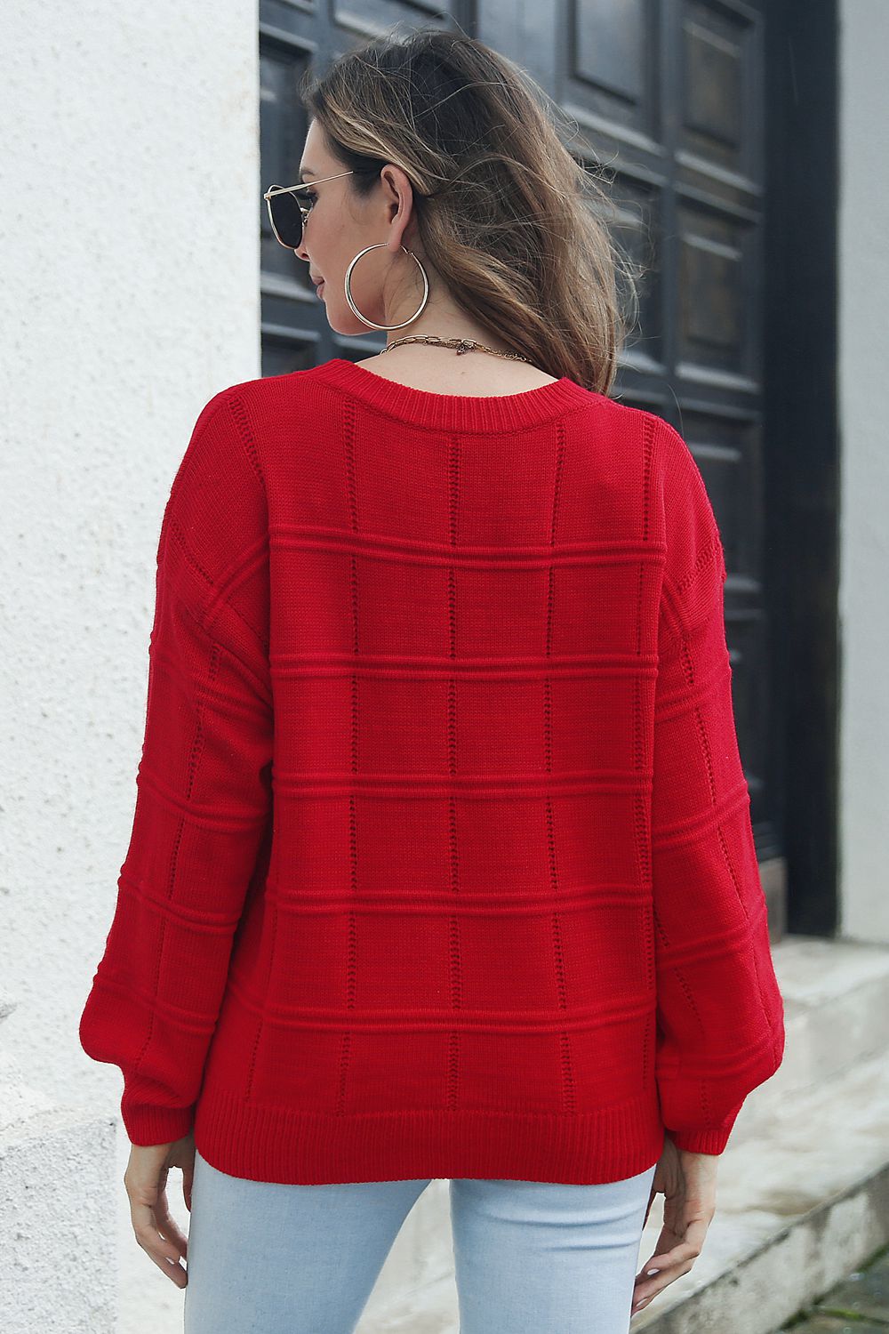 Maxct &Round Neck Long Sleeve Sweater