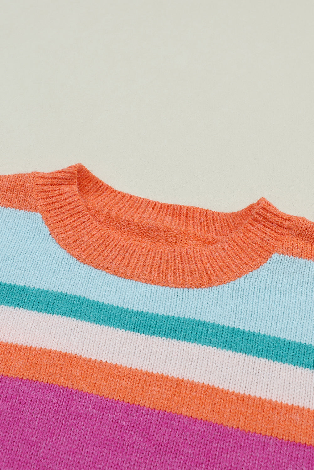 Maxct &Striped Round Neck Drop Shoulder Sweater
