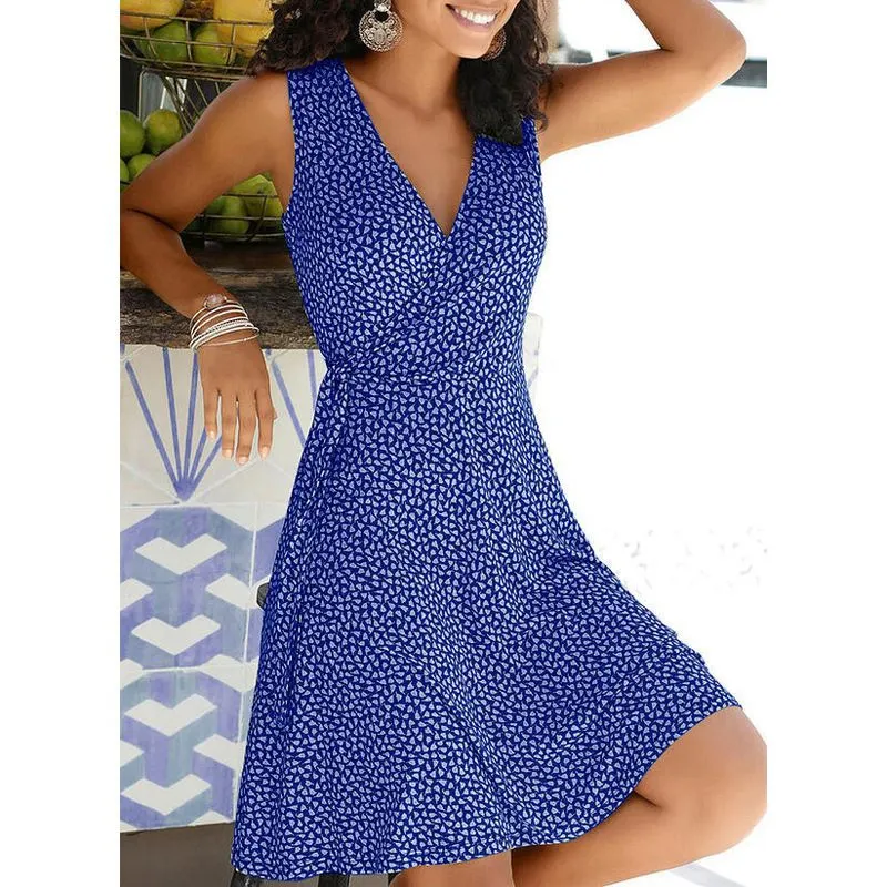 Maxct Polka Dot Dress Women V Neck Sleeveless Bandage Beach Dress Summer Bohemian Dresses For Women Plus Size Clothes 129