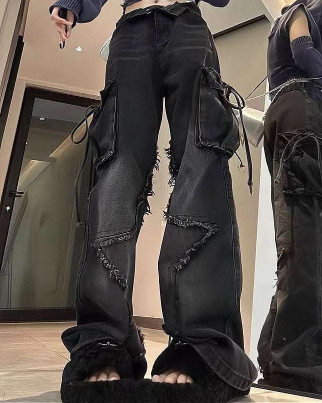 Star Patch Cargo Jeans Maxct