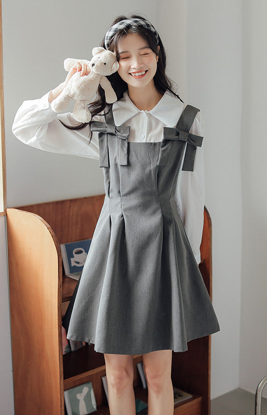 Little Bow Mini Pinafore Dress Set Maxct