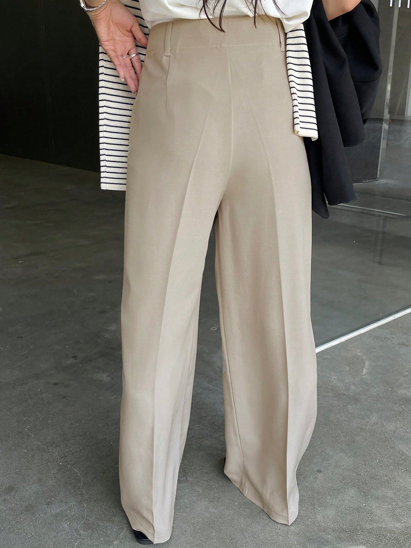 Maxct Women Fashion Loose Pure Color Daily Wear All-Match Office Pants
