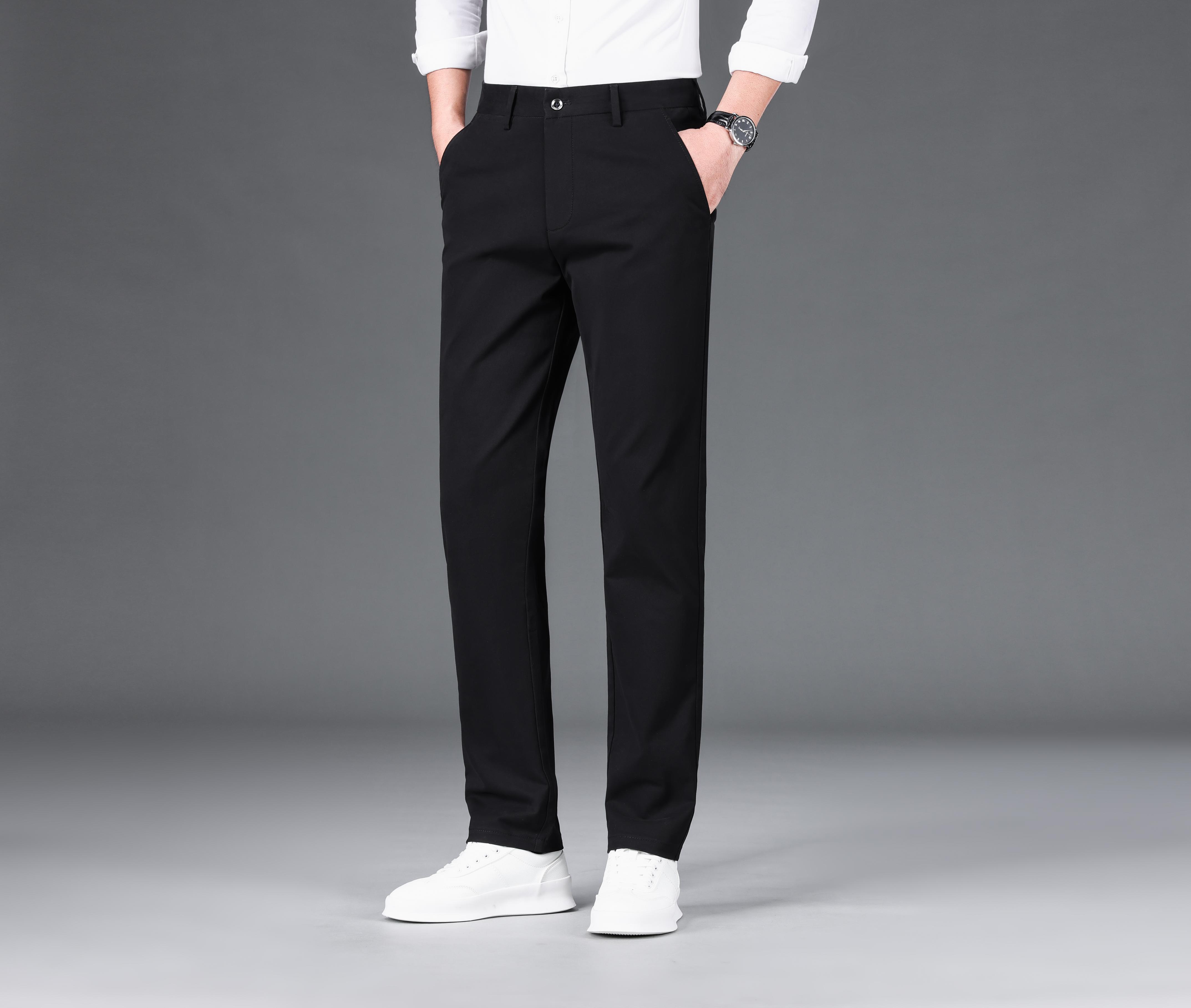 Men's Casual Pants For Fall Winter Business, Classic Design Stretch Dress Pants