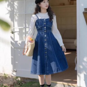 Button Down Denim Cami Midi Dress Maxct