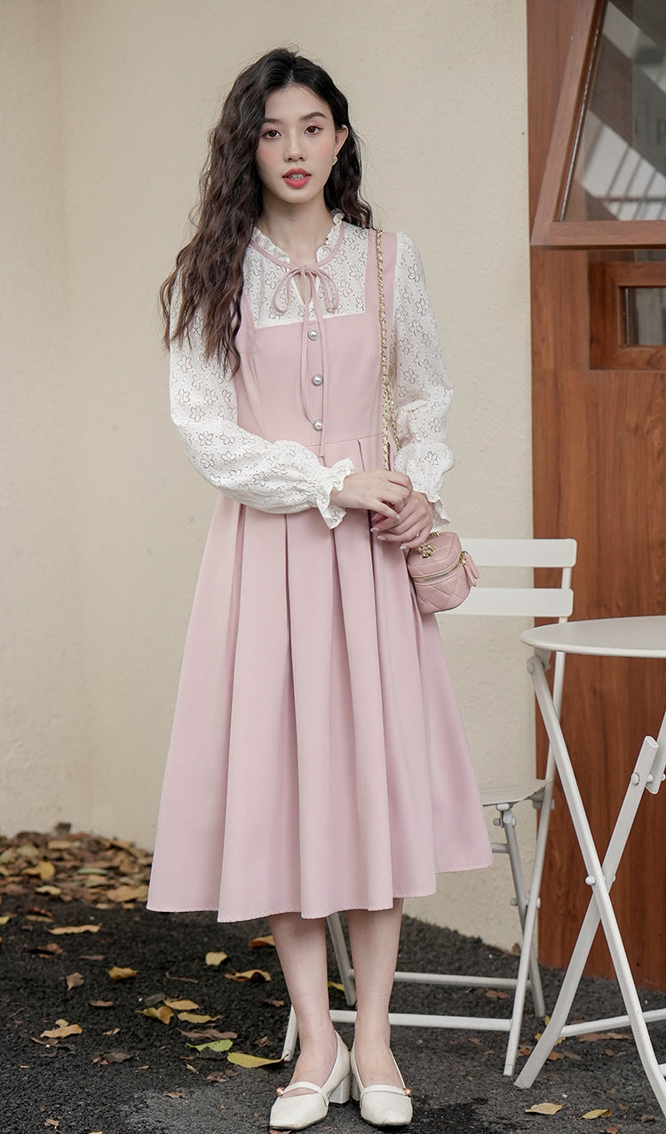 Floral Lace Twofer Midi Dress Maxct
