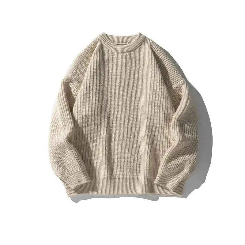 Maxct Pleated Knitted Round Neck Bottoming Sweater