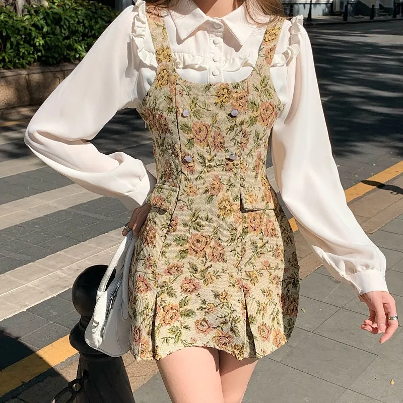 Rustic Floral Twofer Dress Maxct