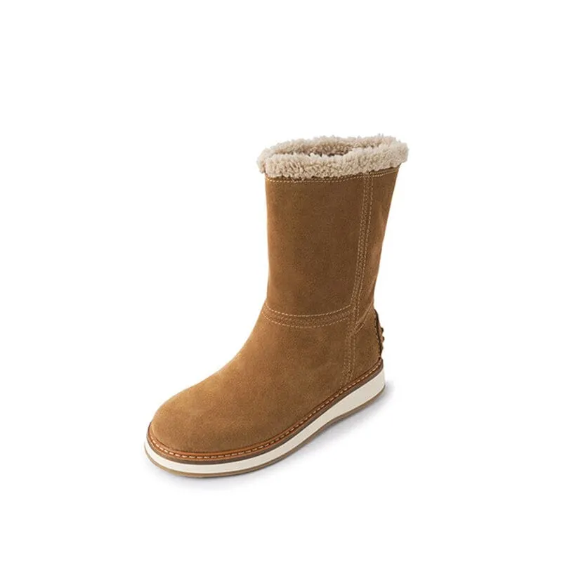 Women's Snow Boots for Cold Winter Retro Mid Calf Boots Maxct