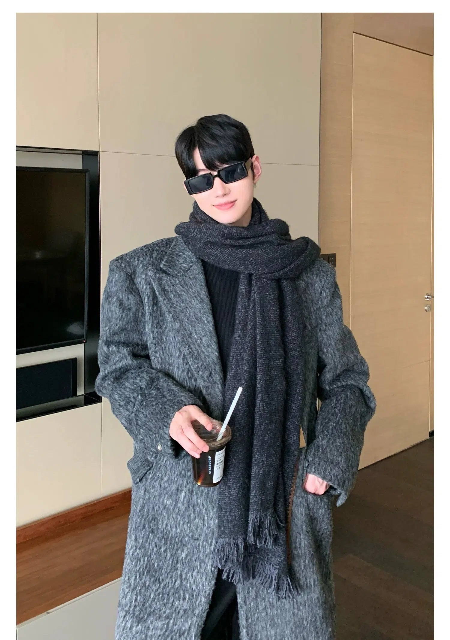 Maxct Mid-length Shoulder Padded Woolen Coat