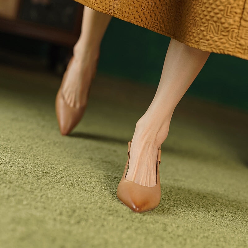 Point Toe 65mm Kitty Heel Sandals Slingback Pumps Maxct