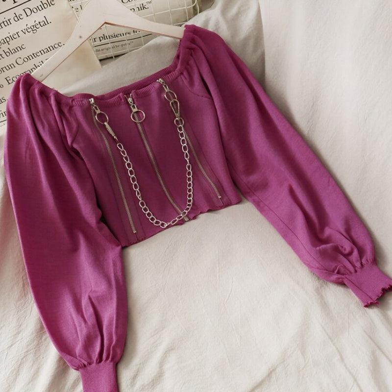 Maxct &Chain Detailed Square Neck Crop Top