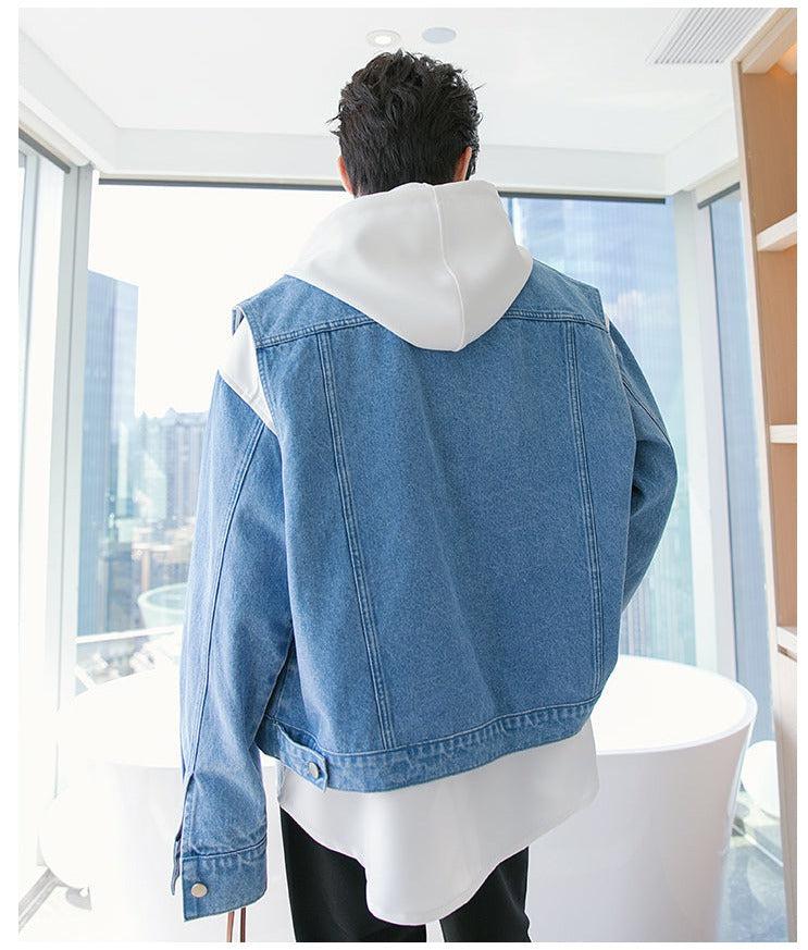 Maxct Hooded Shirt & Denim Sleeveless Jacket Set