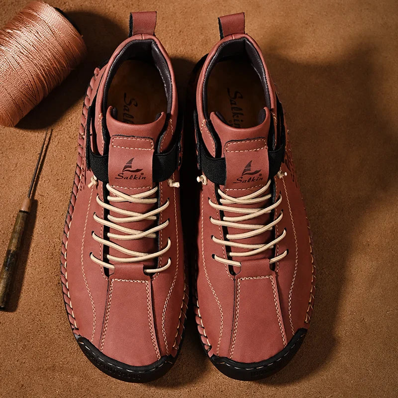 Handmade Design Sneakers Men's Casual Leather Ankle Boots Maxct