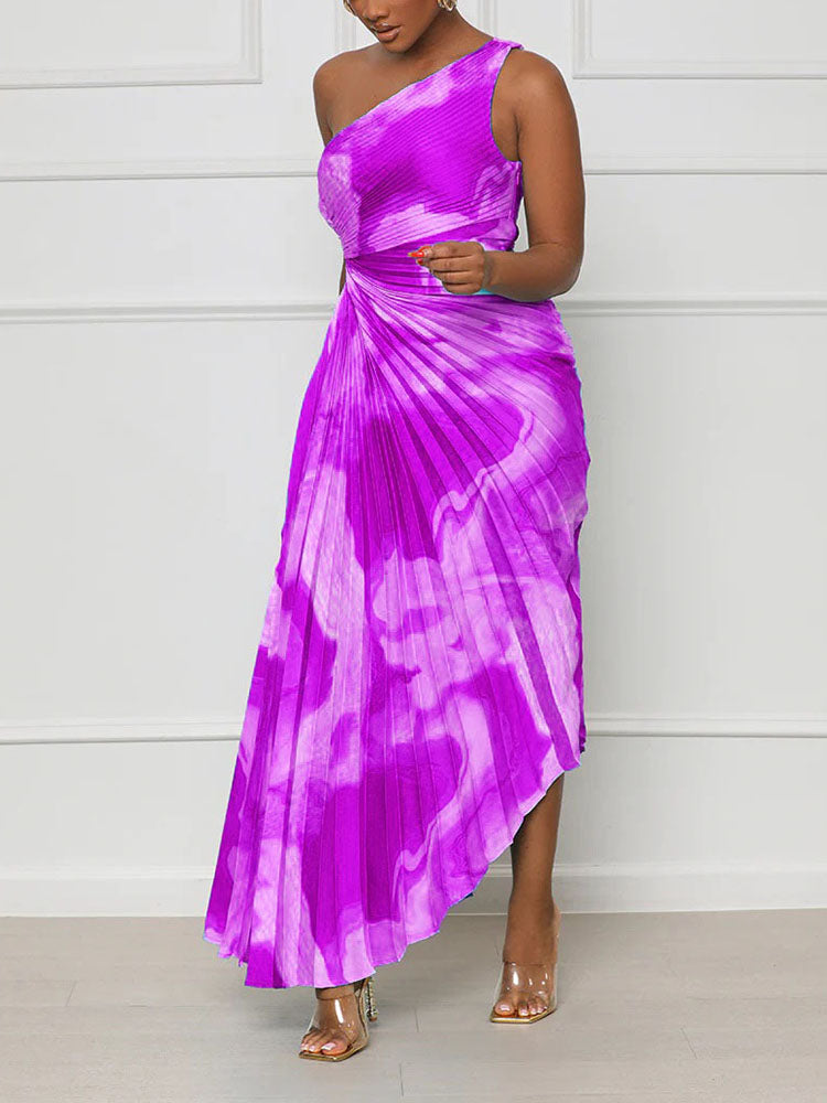 One Shoulder Pleated Dress Maxct