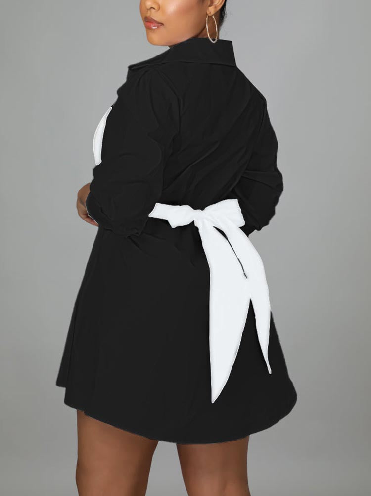 Lace Up Bow Shirt Mini Dress Maxct