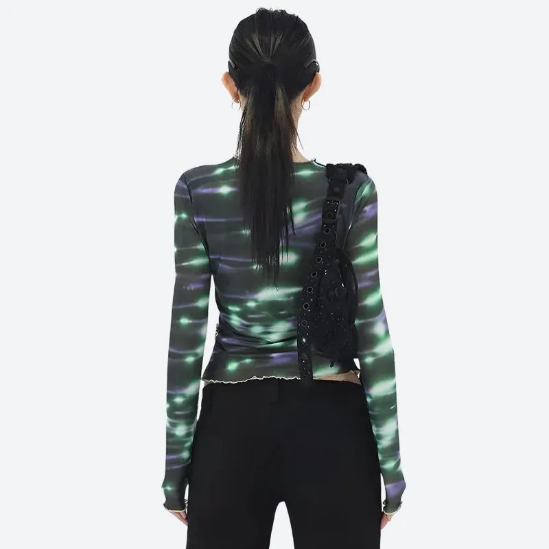 Maxct &Cyberpunk Green Lights Mesh Top