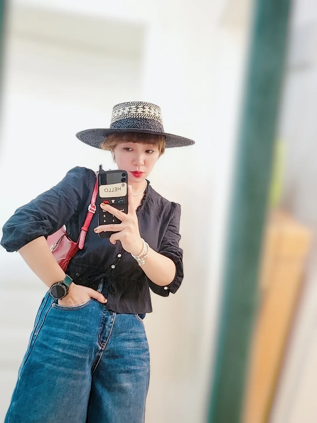 Straw Hat Japanese Style Black Brown Panama Women's Beach Big Brim