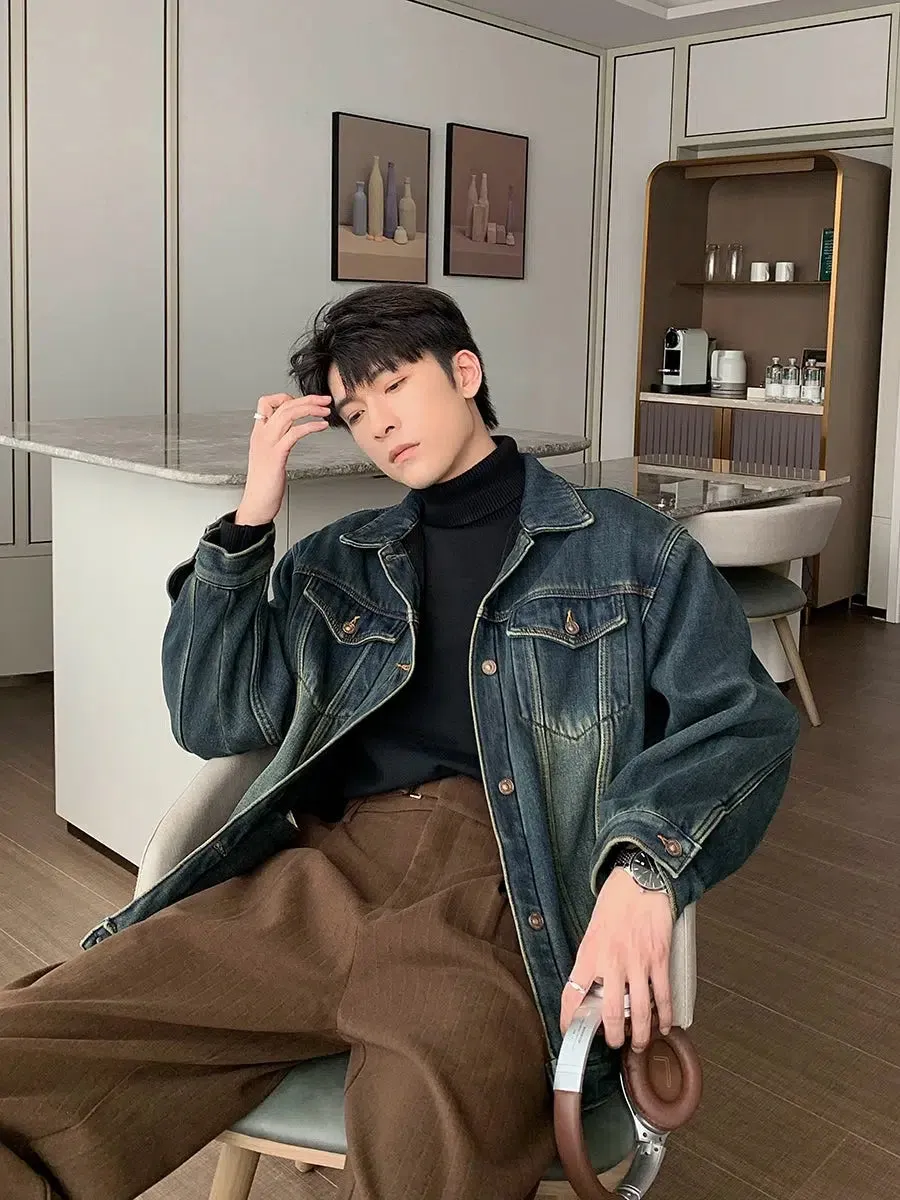 Maxct Dark Blue Fleece Denim Jacket