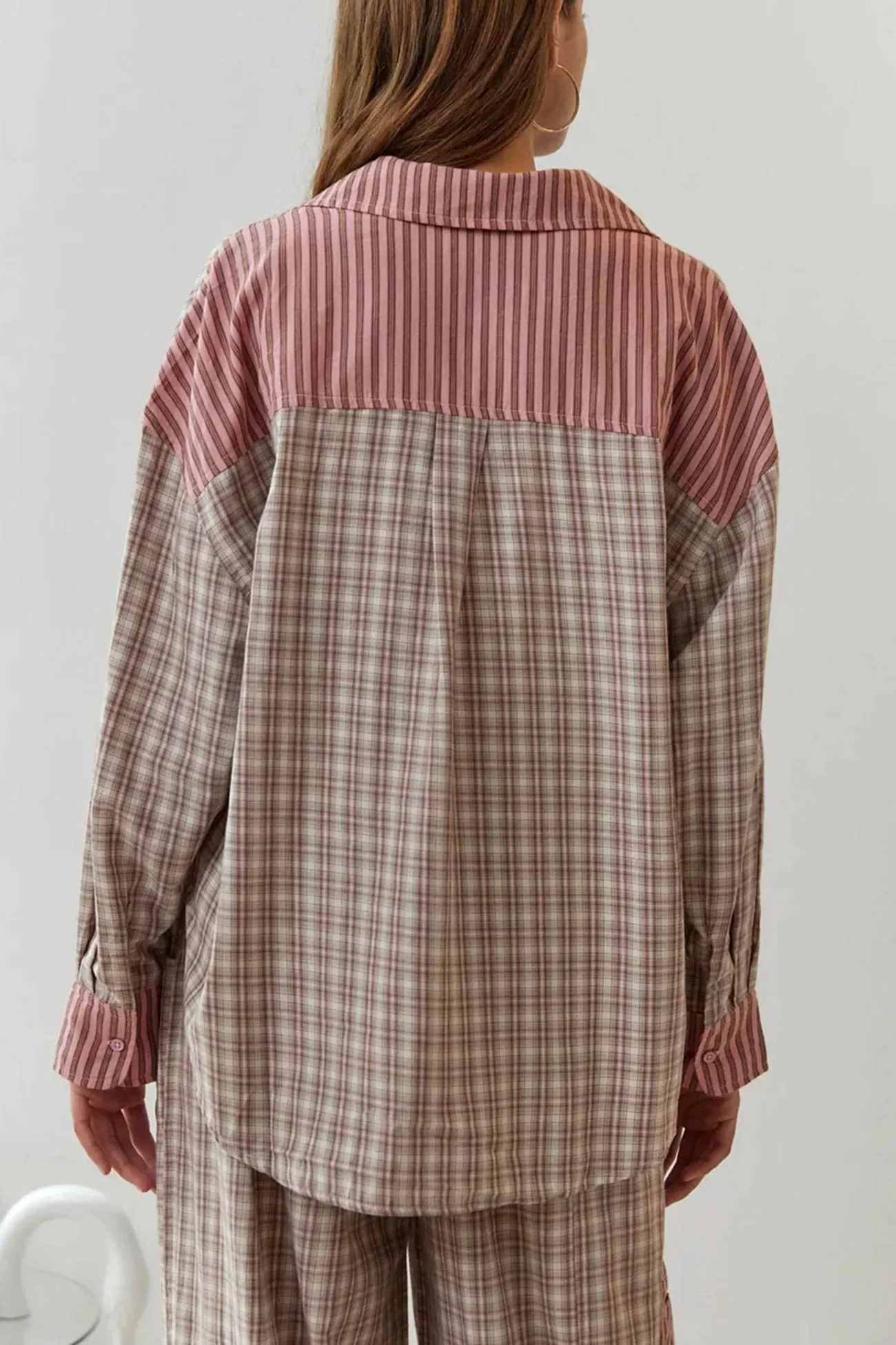 Maxct Plaid Striped Patchwork Shirt Suits
