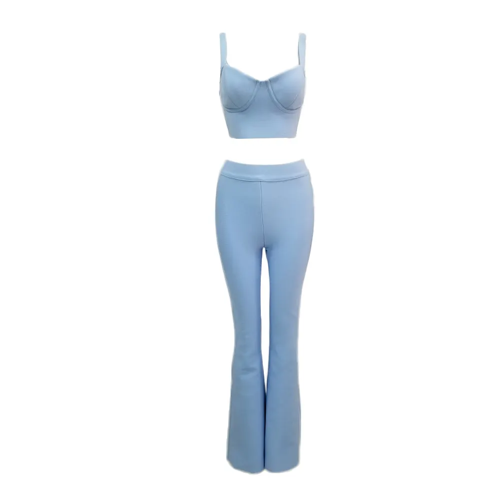 Maxct Women Set Party Workout Sport Pants Bra Clothing Short Crop Top High Waist Long Pants 2 Piece Set Suits