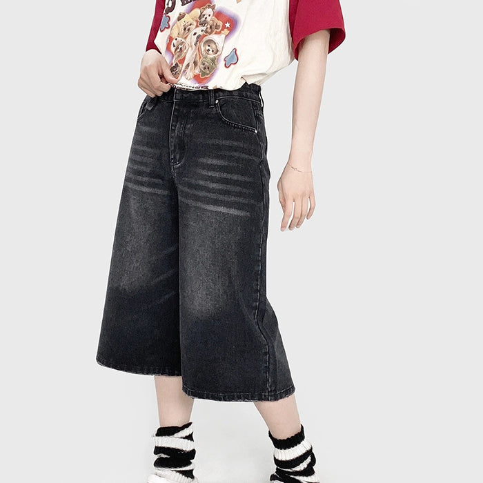 Skater Girl Denim Baggy Shorts Maxct