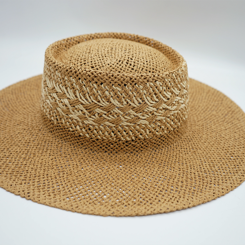 Straw Hat Japanese Style Black Brown Panama Women's Beach Big Brim