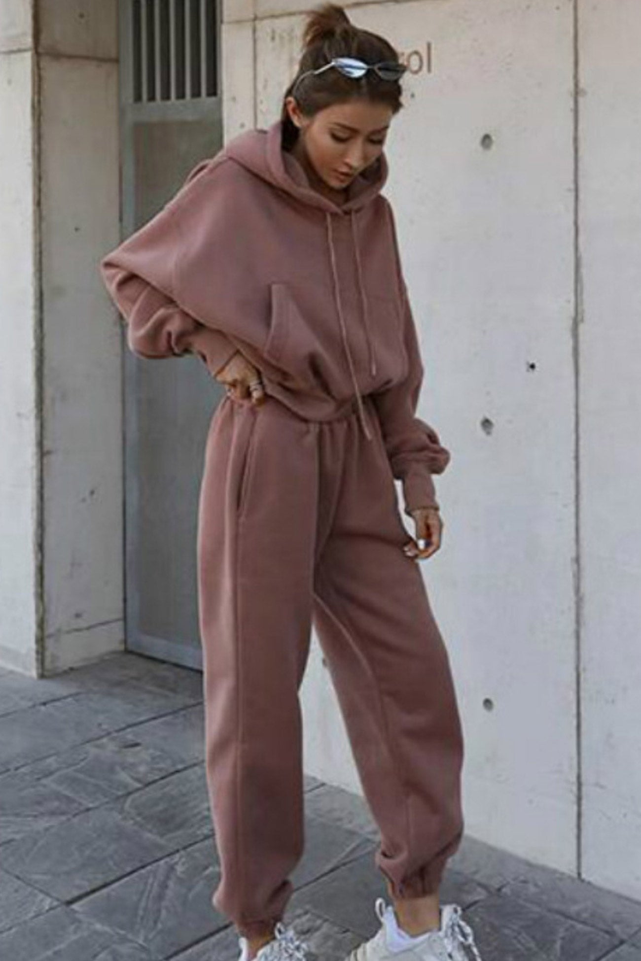 Maxct Drawstring Hoodie Crop Top & Jogger Pants