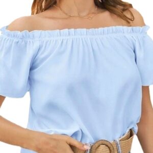 Women's Ruffled Off-Shoulder Short-Sleeve Blouse