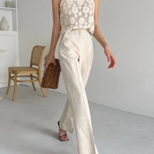 Maxct Linen Blends Straight Leg Pants