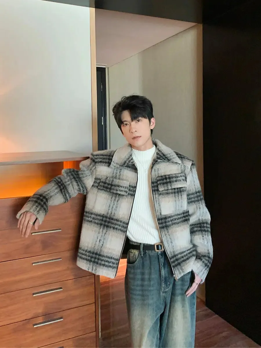 Maxct Short Plaid Woolen Coat