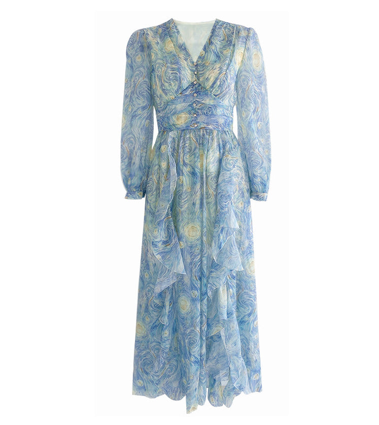 Starry Nights Ruffle Maxi Dress Maxct